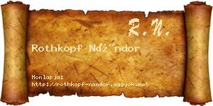 Rothkopf Nándor névjegykártya